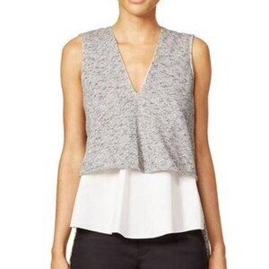 Derek Lam 10 Crosby Gray 100% Cotton Layered Sleeveless Top Size 6